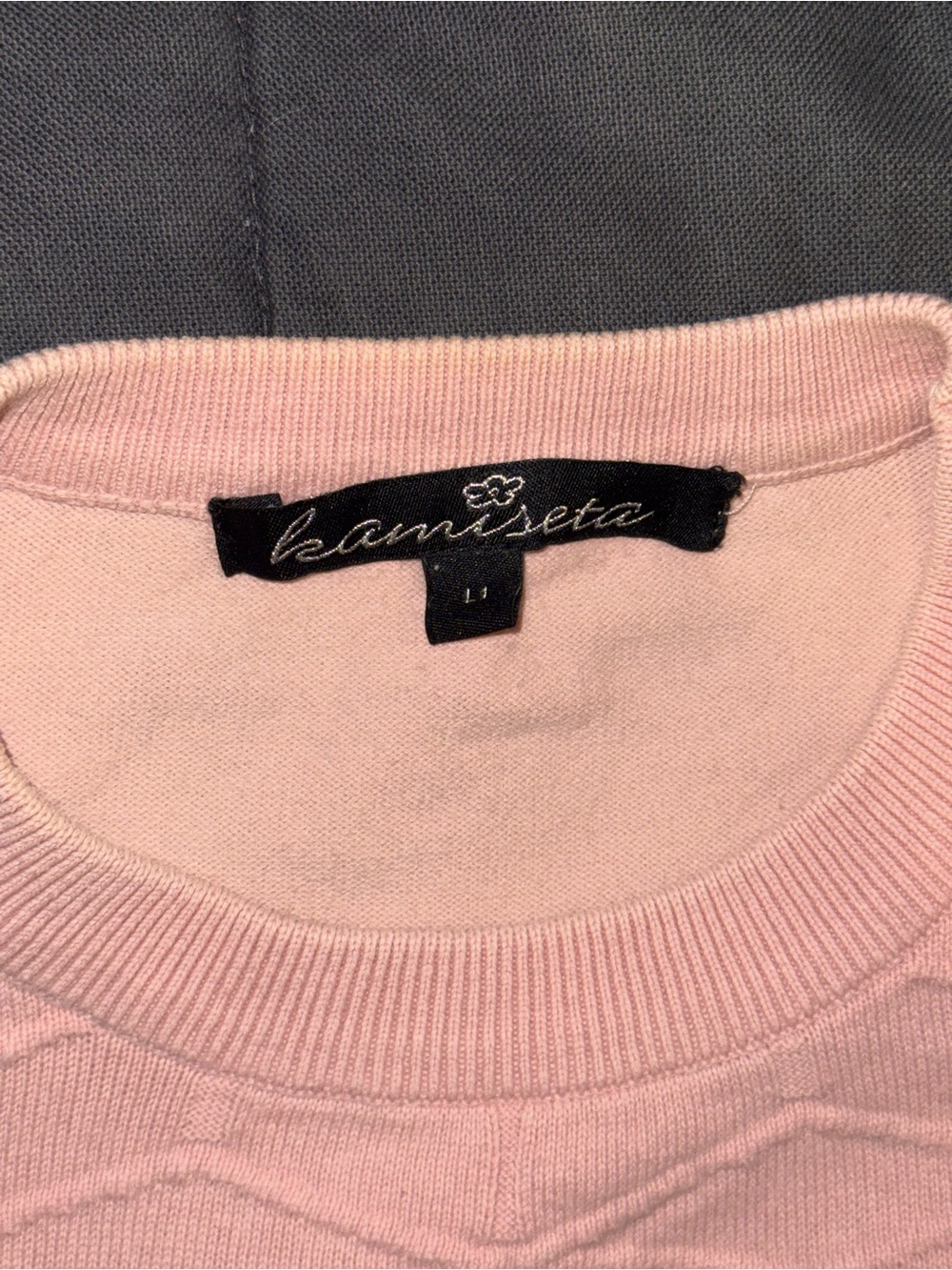 Kamiseta Pink Textured Short Sleeve Knit Sweater Top Size L For layering in Fall - Picture 2 of 11
